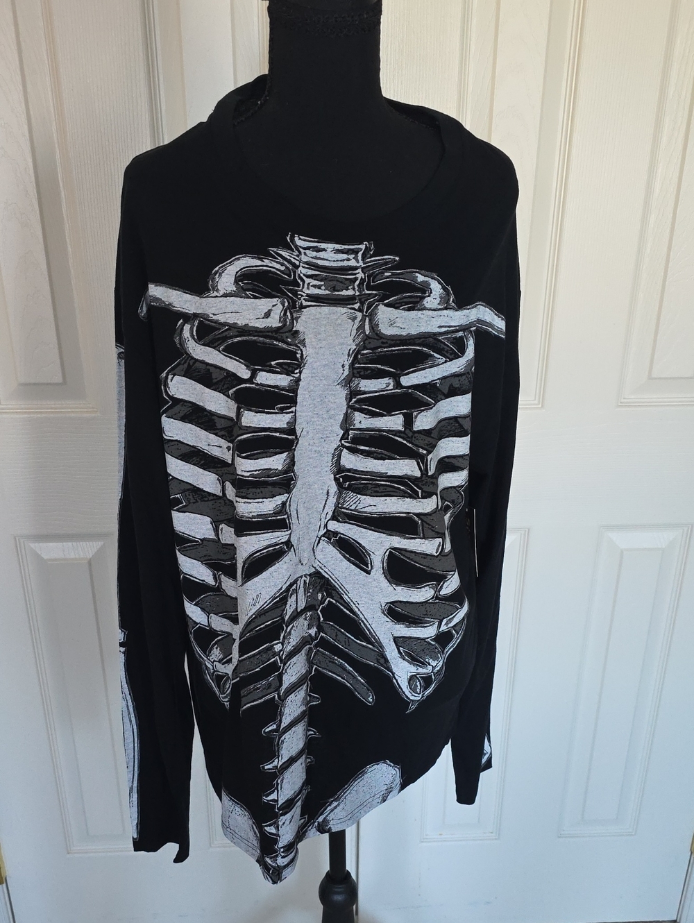 Spirit Black Long Sleeve Tee with White Skeleton Graphic